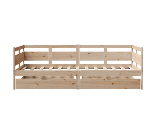 Sofá cama con cajones madera maciza de pino 90x200 cm