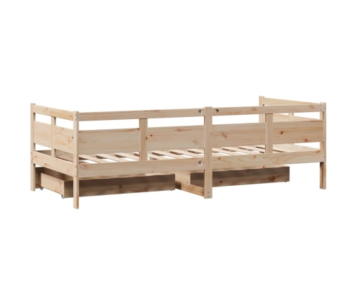 Sofá cama con cajones madera maciza de pino 90x200 cm