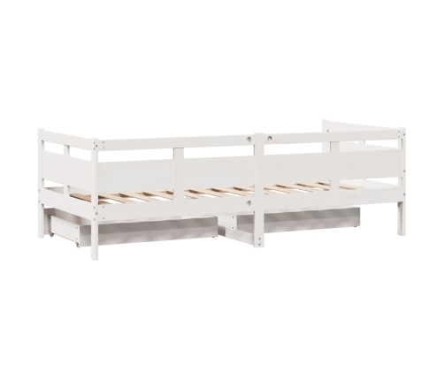 Sofá cama con cajones madera maciza de pino blanco 90x200 cm