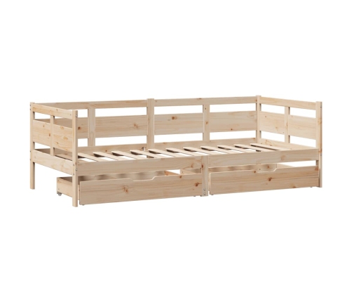 Sofá cama con cajones madera maciza de pino 80x200 cm