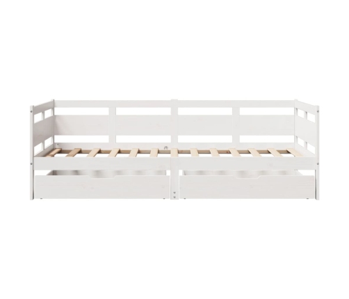 Sofá cama con cajones madera maciza de pino blanca 80x200 cm