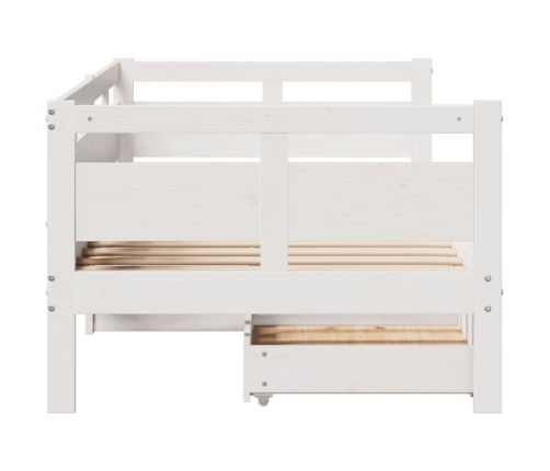 Sofá cama con cajones madera maciza de pino blanca 80x200 cm