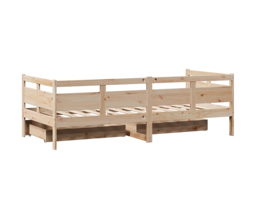 Sofá cama con cajones madera maciza de pino 90x190 cm