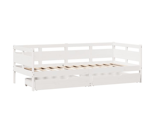 Sofá cama con cajones madera maciza de pino blanca 90x190 cm