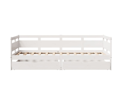 Sofá cama con cajones madera maciza de pino blanca 90x190 cm