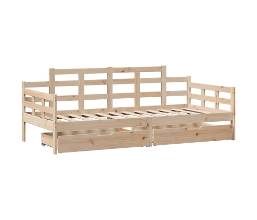 Sofá cama con cajones madera maciza de pino 90x200 cm