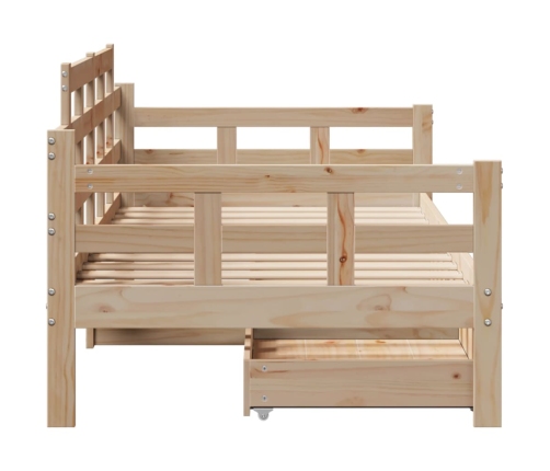 Sofá cama con cajones madera maciza de pino 90x200 cm