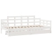 Sofá cama con cajones madera maciza de pino blanco 90x200 cm