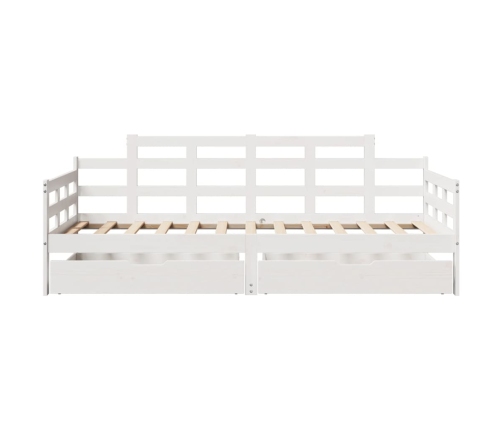 Sofá cama con cajones madera maciza de pino blanco 90x200 cm