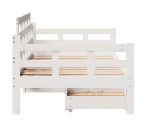 Sofá cama con cajones madera maciza de pino blanco 90x200 cm