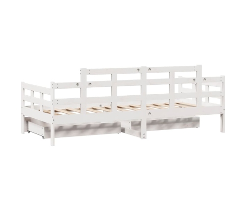 Sofá cama con cajones madera maciza de pino blanco 90x200 cm