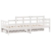 Sofá cama con cajones madera maciza de pino blanco 90x200 cm