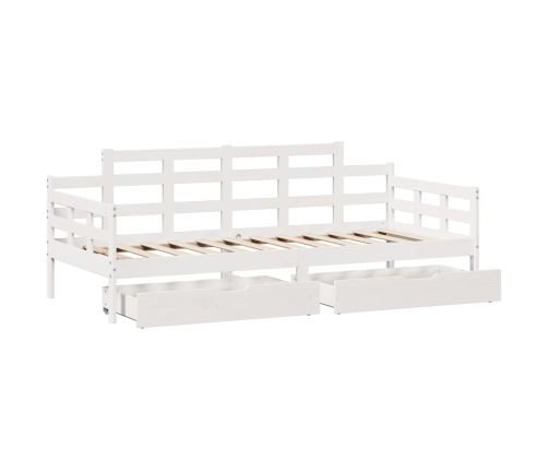 Sofá cama con cajones madera maciza de pino blanco 90x200 cm