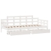 Sofá cama con cajones madera maciza de pino blanco 90x200 cm