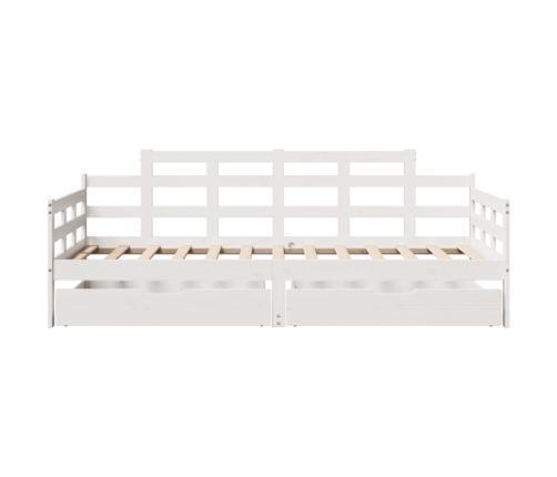 Sofá cama con cajones madera maciza de pino blanca 80x200 cm