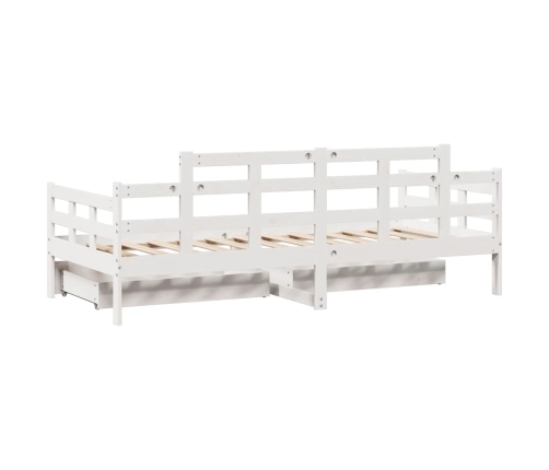 Sofá cama con cajones madera maciza de pino blanca 80x200 cm