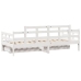 Sofá cama con cajones madera maciza de pino blanca 80x200 cm