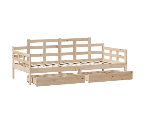 Sofá cama con cajones madera maciza de pino 90x190 cm