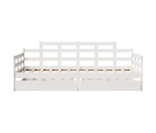 Sofá cama con cajones madera maciza de pino blanca 90x190 cm