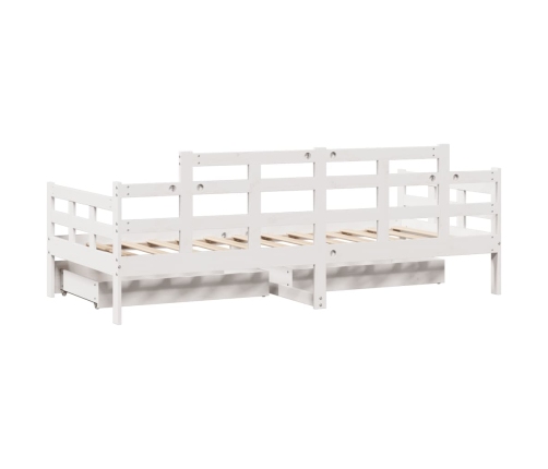 Sofá cama con cajones madera maciza de pino blanca 90x190 cm