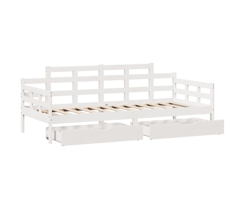 Sofá cama con cajones madera maciza de pino blanca 90x190 cm