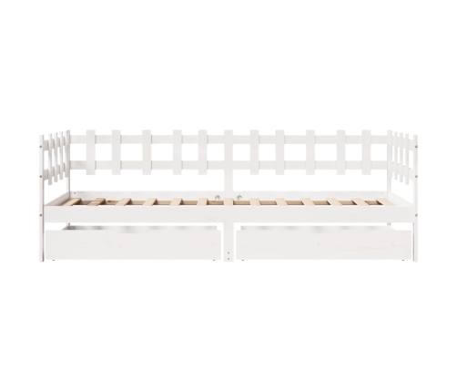 Sofá cama con cajones madera maciza de pino blanco 90x200 cm