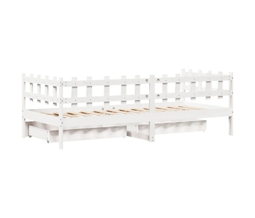 Sofá cama con cajones madera maciza de pino blanco 90x200 cm