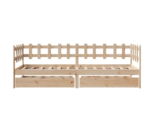 Sofá cama con cajones madera maciza de pino 90x190 cm