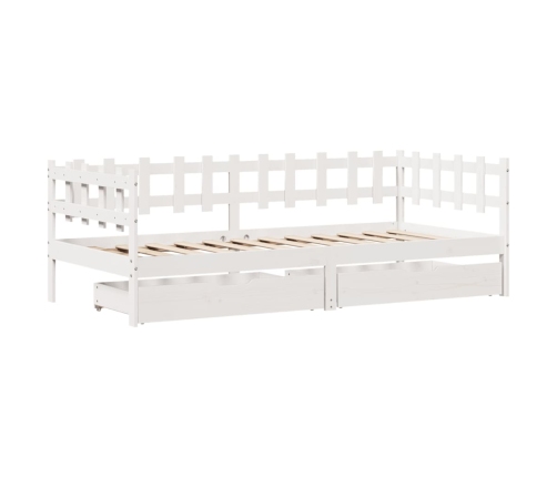 Sofá cama con cajones madera maciza de pino blanca 90x190 cm