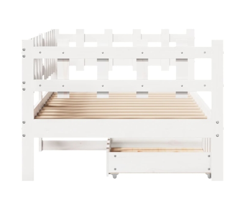 Sofá cama con cajones madera maciza de pino blanca 90x190 cm