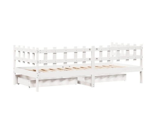 Sofá cama con cajones madera maciza de pino blanca 90x190 cm