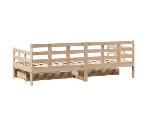 Sofá cama con cajones madera maciza de pino 90x200 cm