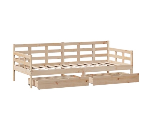 Sofá cama con cajones madera maciza de pino 90x200 cm