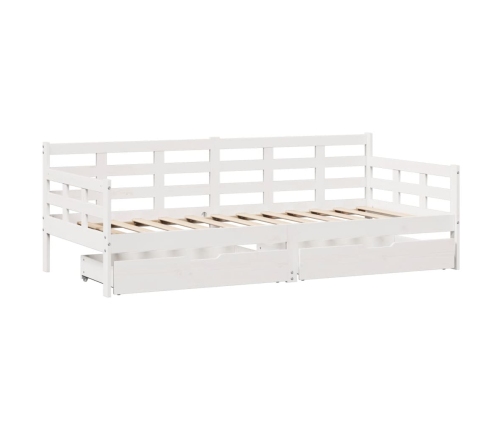 Sofá cama con cajones madera maciza de pino blanca 80x200 cm