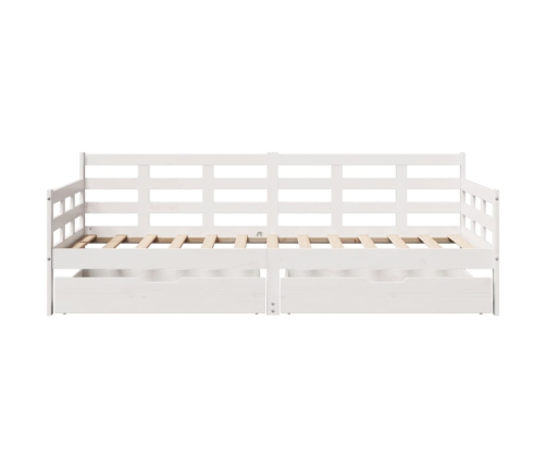 Sofá cama con cajones madera maciza de pino blanca 80x200 cm