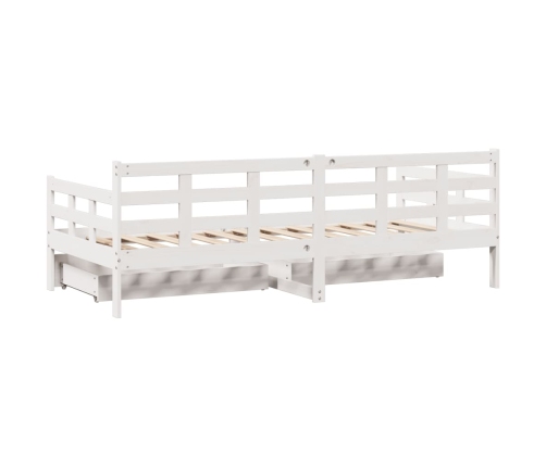 Sofá cama con cajones madera maciza de pino blanca 80x200 cm