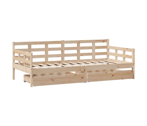 Sofá cama con cajones madera maciza de pino 90x190 cm