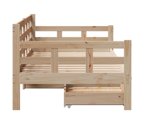 Sofá cama con cajones madera maciza de pino 90x190 cm