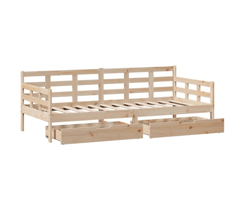 Sofá cama con cajones madera maciza de pino 90x190 cm