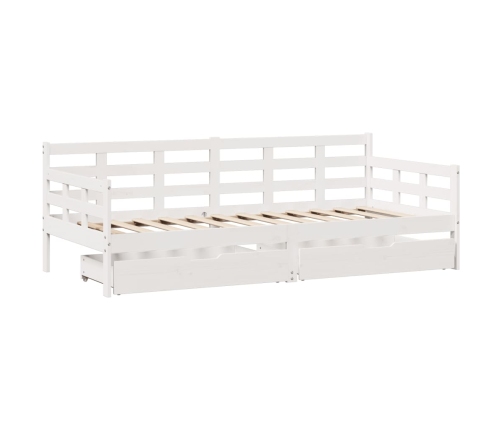 Sofá cama con cajones madera maciza de pino blanca 90x190 cm