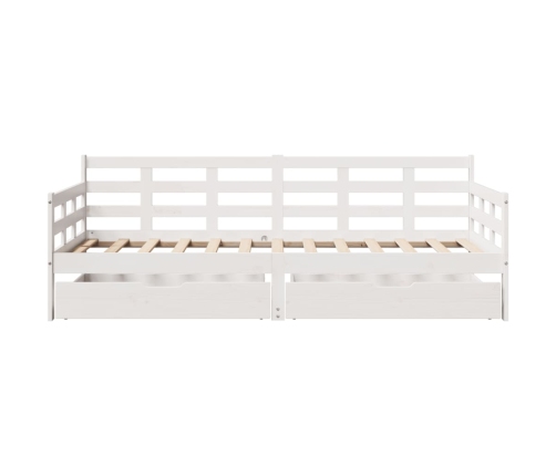 Sofá cama con cajones madera maciza de pino blanca 90x190 cm