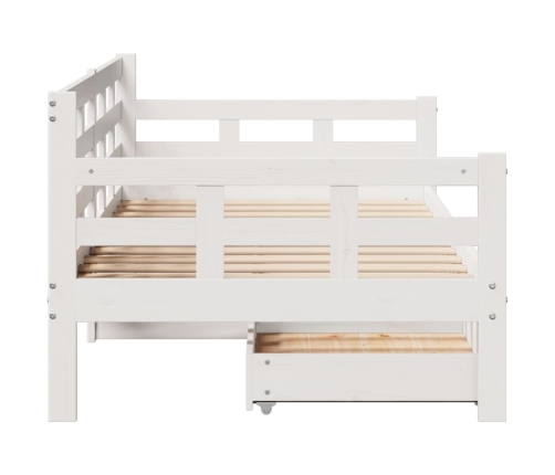 Sofá cama con cajones madera maciza de pino blanca 90x190 cm