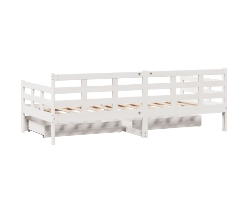 Sofá cama con cajones madera maciza de pino blanca 90x190 cm