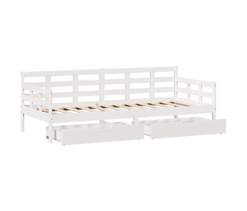 Sofá cama con cajones madera maciza de pino blanca 90x190 cm