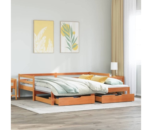 Sofá cama nido con cajones madera maciza de pino 90x190 cm