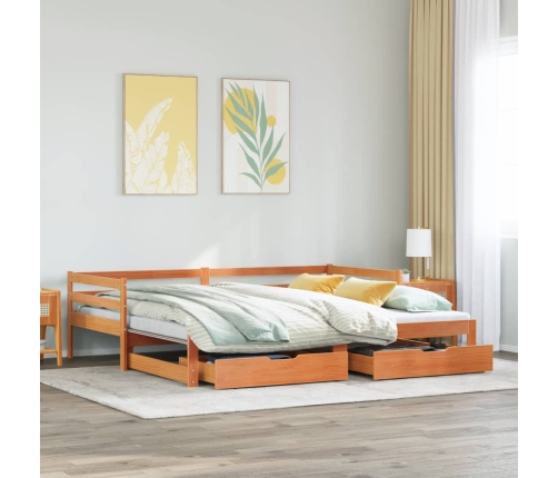 Sofá cama nido con cajones madera maciza de pino 80x200 cm