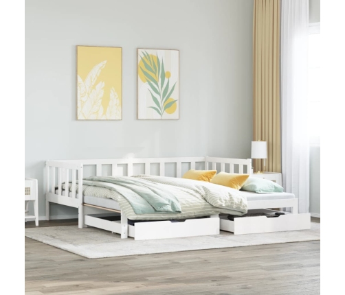 Sofá cama nido con cajones madera maciza pino blanca 90x200 cm