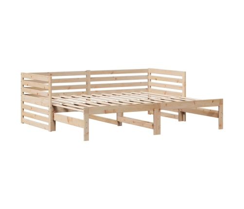 Sofá cama con cajones madera maciza de pino 90x200 cm