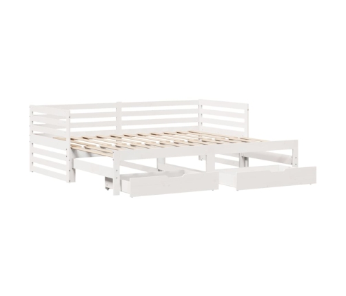 Sofá cama con cajones madera maciza de pino blanco 90x200 cm