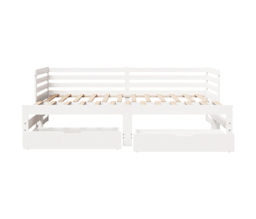 Sofá cama con cajones madera maciza de pino blanco 90x200 cm